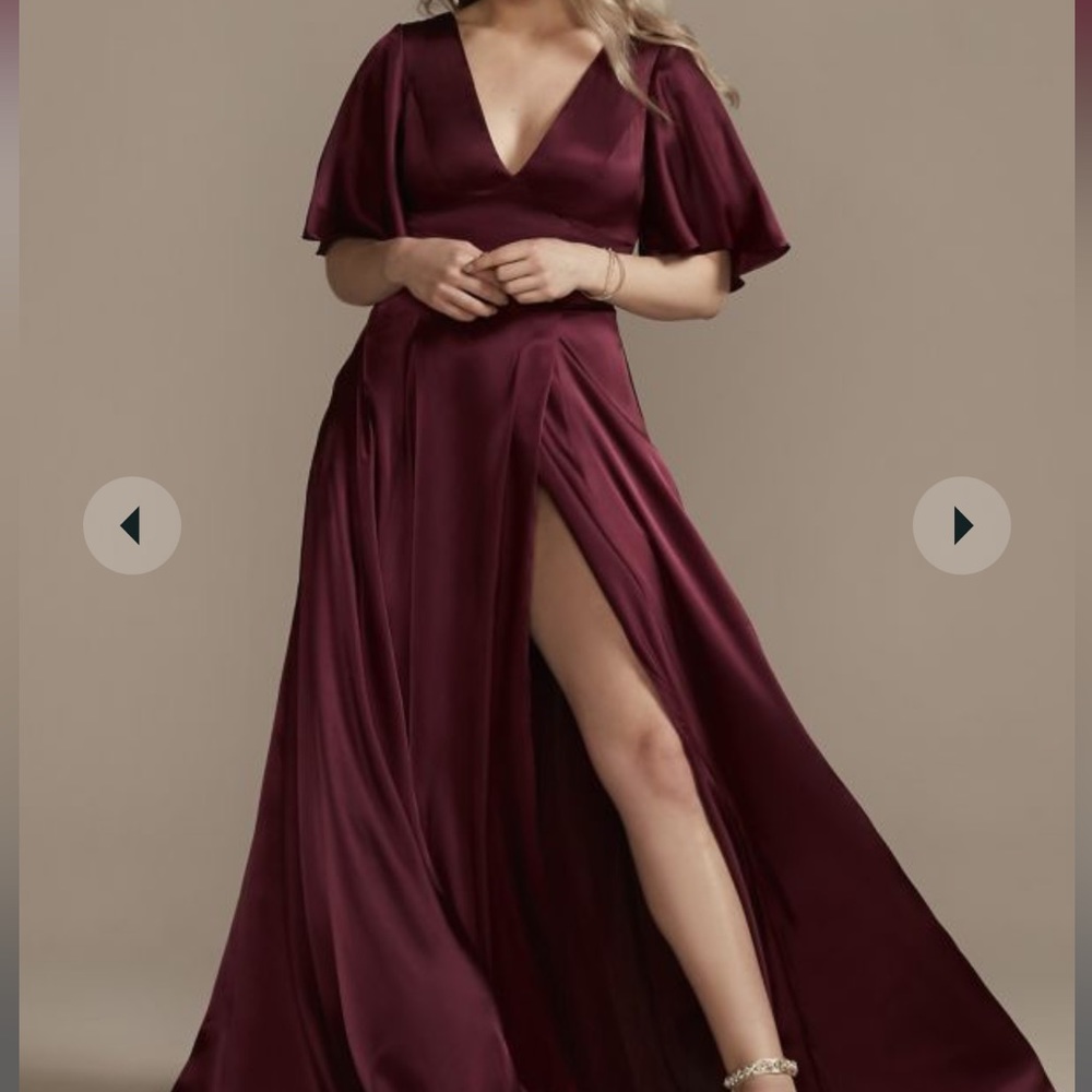 Charmeuse flutter-sleeve a-line bridesmaid dress
